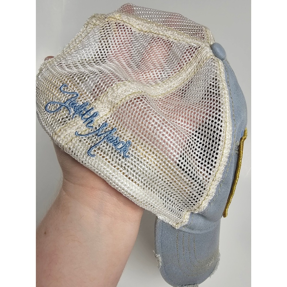 Judith March Deer Patch Trucker Hat Blue Distressed Mesh Snapback Floral Antlers - Picture 4 of 9